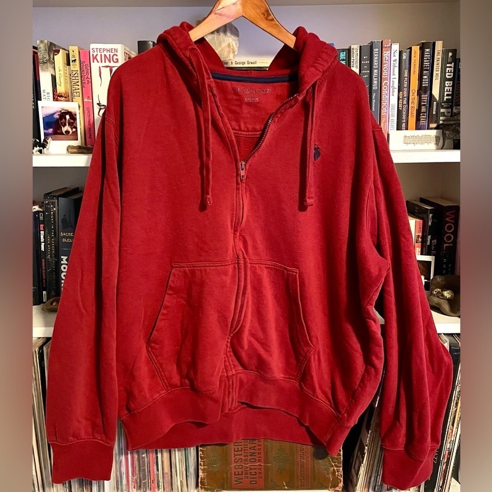 U.S. Polo Assn. Full-Zip Red Hoodie Men’s XL Fleece Lined Cabincore Outerwear